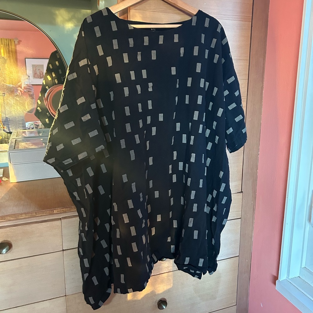UZI NYC Cotton Dress in “Black Disko”